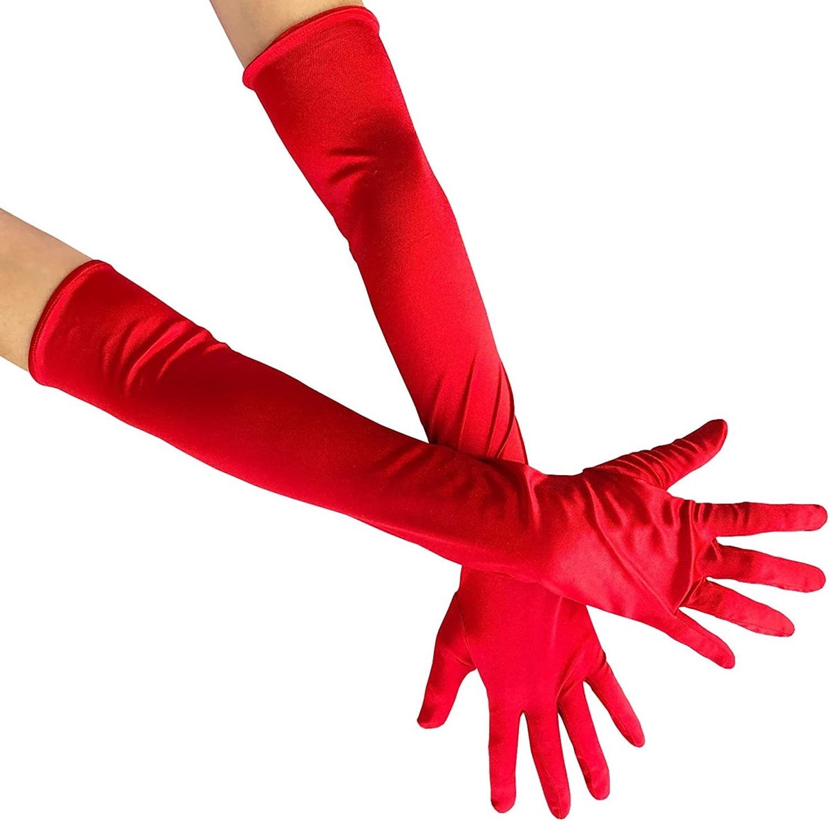 Allecto - Elegante dameshandschoenen - Satijnen handschoenen - Tot aan de elleboog - Rood - Bruidshandschoenen - Accessoires voor vrouwen