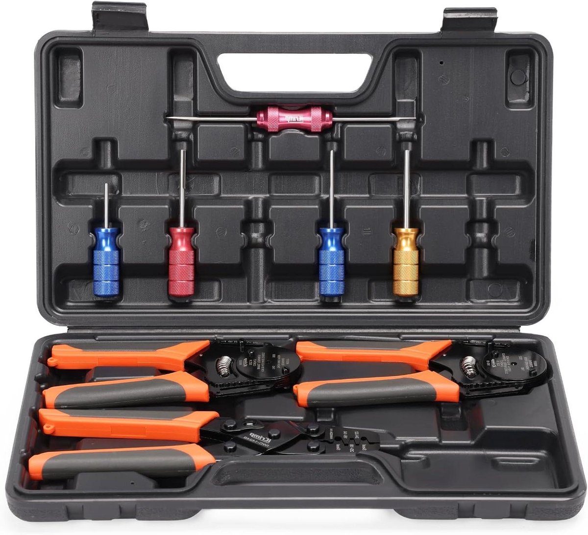 Krimptang Set - Krimpgereedschap Elektrisch - Voertuigbekabeling Repareren - Met Connector Verwijderaars - 8 Delig - Chroom