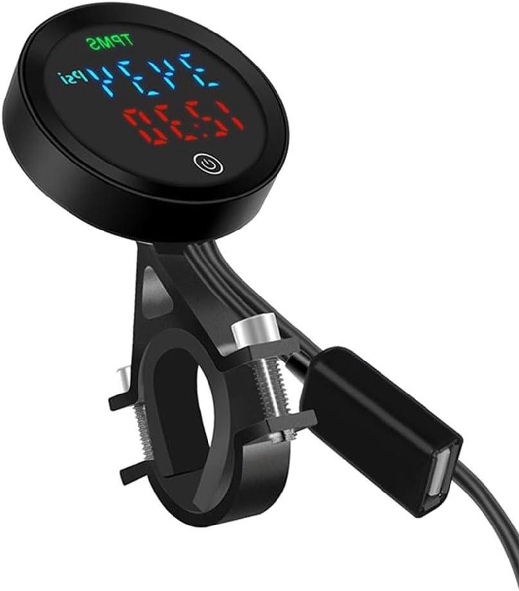 Motor Bandenspanning Systeem - TPMS Motorfiets Sensoren - Veilig Rijden - Zonne Opladen - Universeel - Zwart