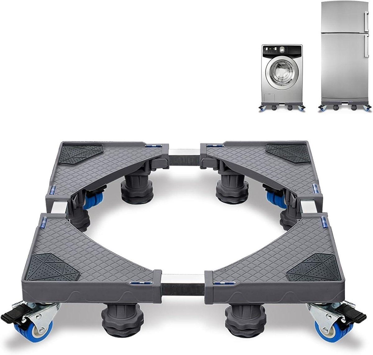 Wasmachine Onderstel - Apparaat Sokkel - Apparaten Verplaatsen - Verstelbaar & Kantelbaar - 44-75 cm - Grijs