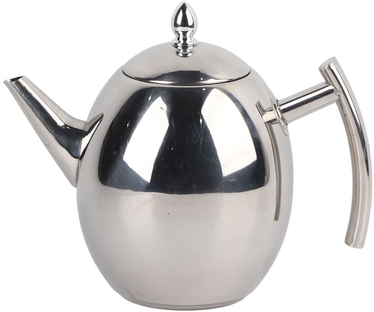 Allecto - Theepot van Roestvrij Staal - 1,5 Liter - Duurzaam en Corrosiebestendig - Zilver - Met Filter - Handig voor Thuis en Kantoor - Vaatwasser...