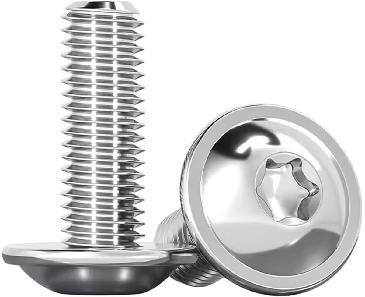 Lenskopschroeven met flens - Machine schroeven Torx - Vastzetten van onderdelen - Geïntegreerde sluitring - M5 x 20 mm - Zilver
