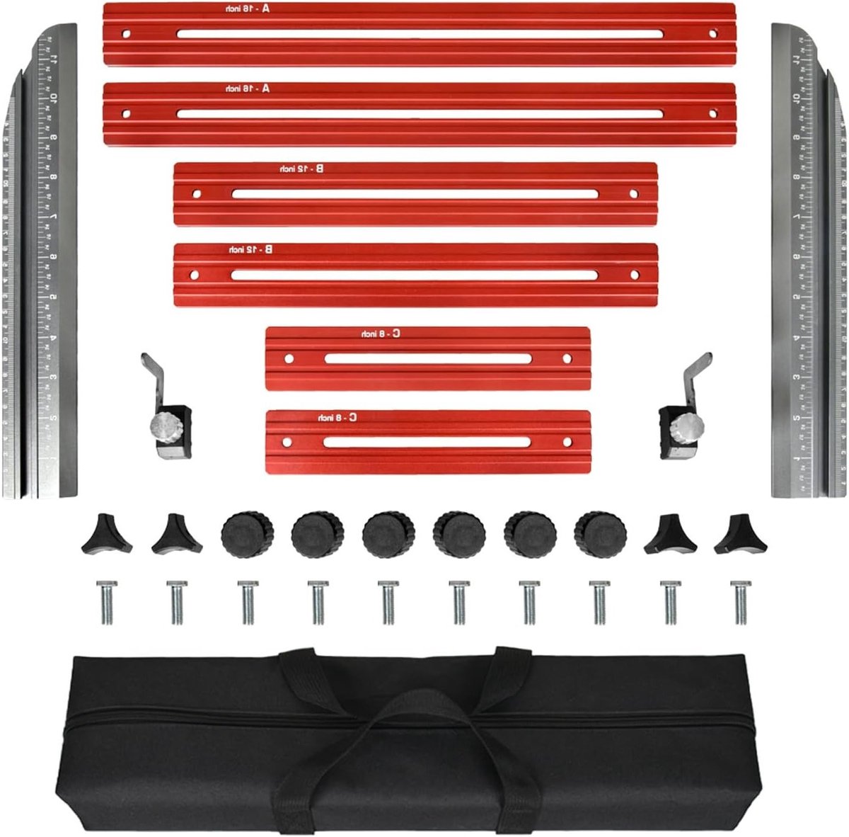 Ronte - Meetgereedschap voor traptreden met vergrendeling, flexibele liniaal, dubbele schaal, metrisch/imperiaal, 8/12/16 inch.