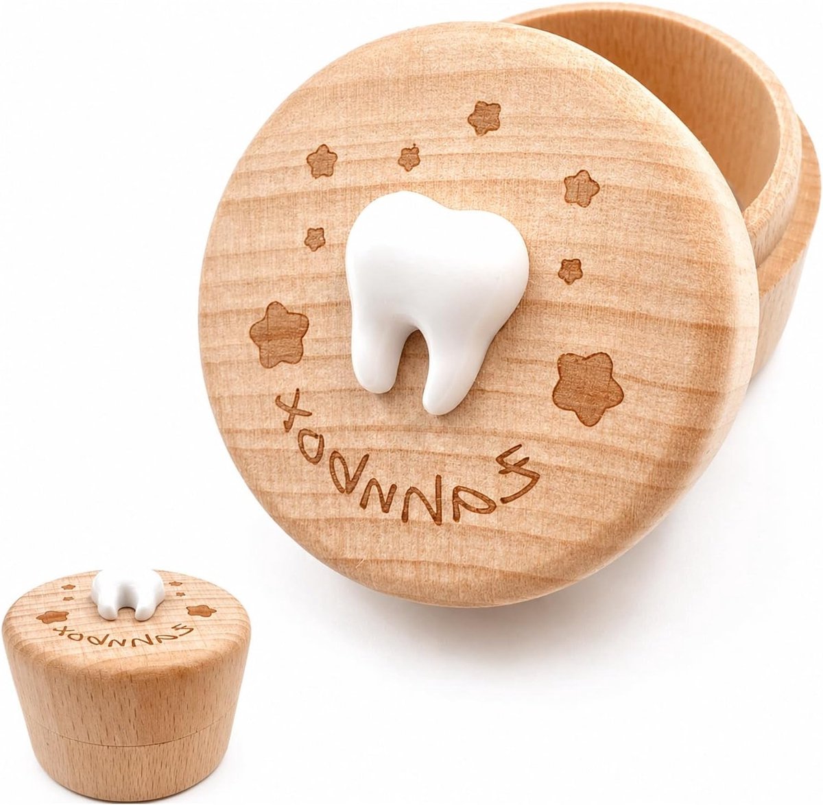 Houten tandendoos voor melkgebit - Bewaar je kind zijn melktanden - Uniek en persoonlijk cadeau