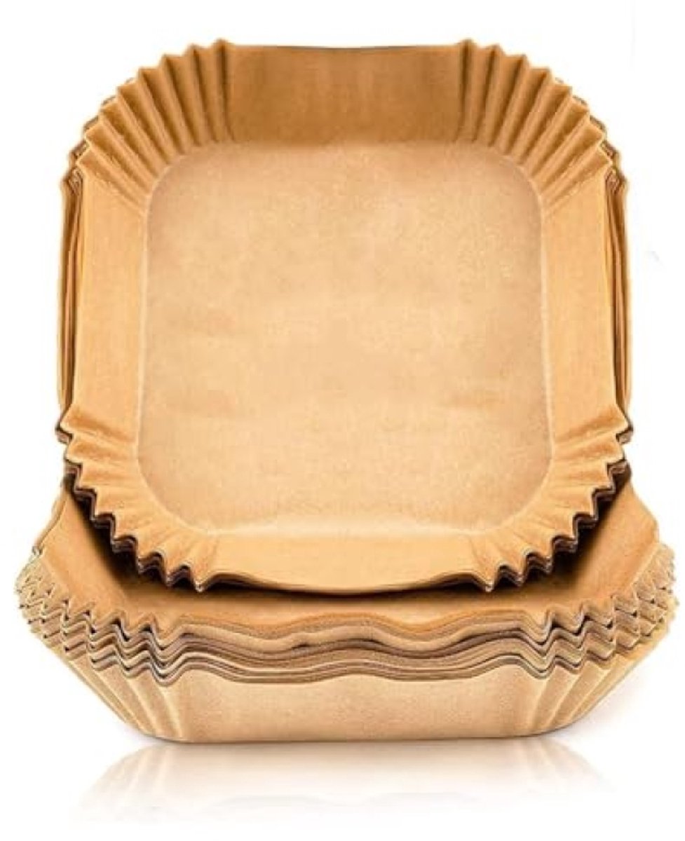 100 stuks bakpapier voor airfryer - 20 x 16 cm vierkant - geschikt voor 5 tot 8 liter - BPA-vrij, FDA en LFGB gecertificeerd