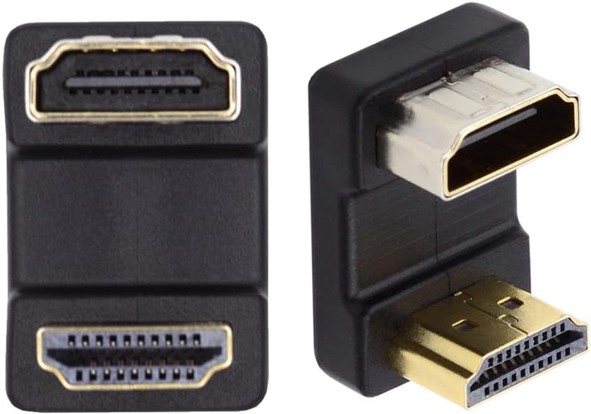 2 Stuks HDMI 1.4 Type-A Port Saver Adapter voor 360 Graden Hoekige Verbindingen en Ruimtebesparing