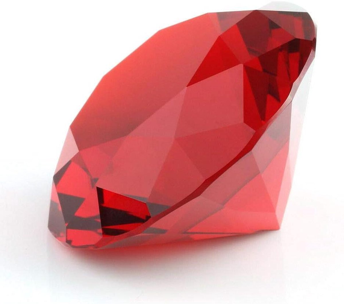 Kristallen Presse-papier - Papiergewicht Glas - Bureau Decoratie - Diamantvormig Geslepen - 80 mm - Rood