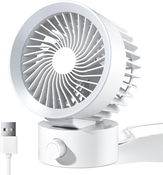 USB Bureaubladventilator Stil 35 dB Compact 4,4×3,7×5,7 inch Variabel Toerental Wit/Grijs USB Ventilator