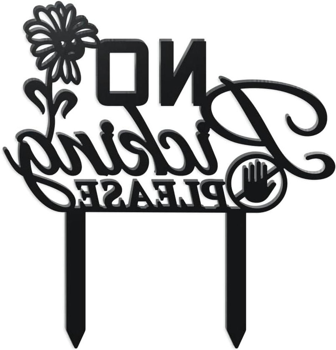 Decoratieve Tuinsteker - Metalen Bord Tuin - Tuin Decoreren - Grappig Waarschuwingsdesign - 26x28 cm - Zwart