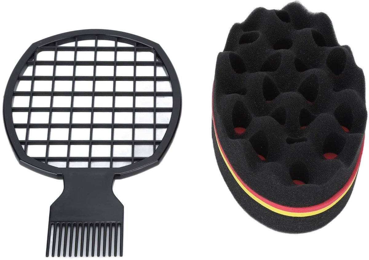 Allecto - Hair Sponge Set - Magic Twist Haar Spons voor Afro Haar Styling - Inclusief Kam - Ideaal voor Krullend Haar - Voor Thuisgebruik - Geschik...