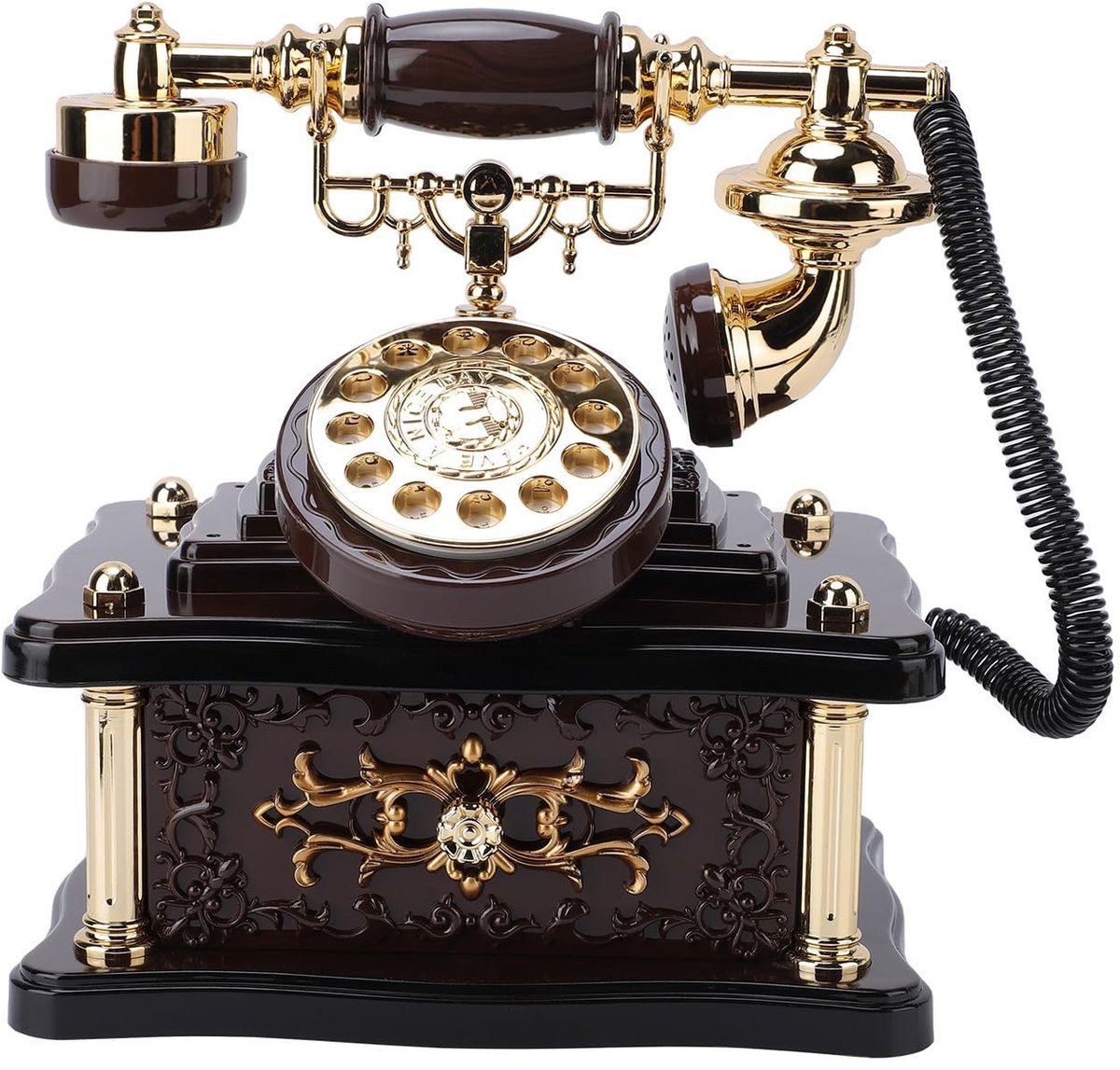 Allecto - Muziekdoos - Hout - Vintage - Hartvormig - Telefoon - Decoratie - Verjaardag - Valentijnsdag - Kerst - Feestdag - Bruin vierkant