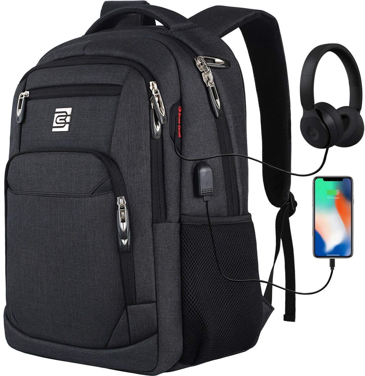 MODENUIT Reistassen - Rugzak, Laptop Rugzak, Travel Rugzak, Grote Capaciteit Rugzak, Backpack Voor Werk En Reizen, Lichtgewicht Grote Capaciteit Rugtas, 20 Inch Rugzak, Travel Backpack Met Veel Vakken, Zwart, Oxford-Stof