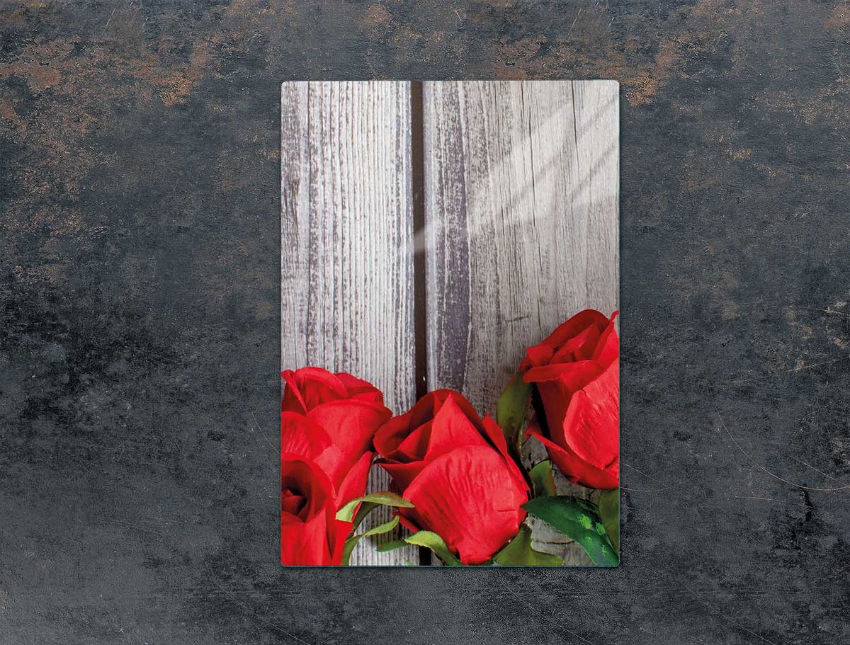TMK ArtDeko - Snijplank van Glas - 35x52 cm - Roze Rozen - Hygiënisch