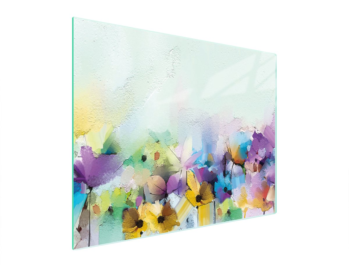 TMK ArtDeko - Snijplank Glas - 52x40 cm - Bloemenpatroon - Antislip