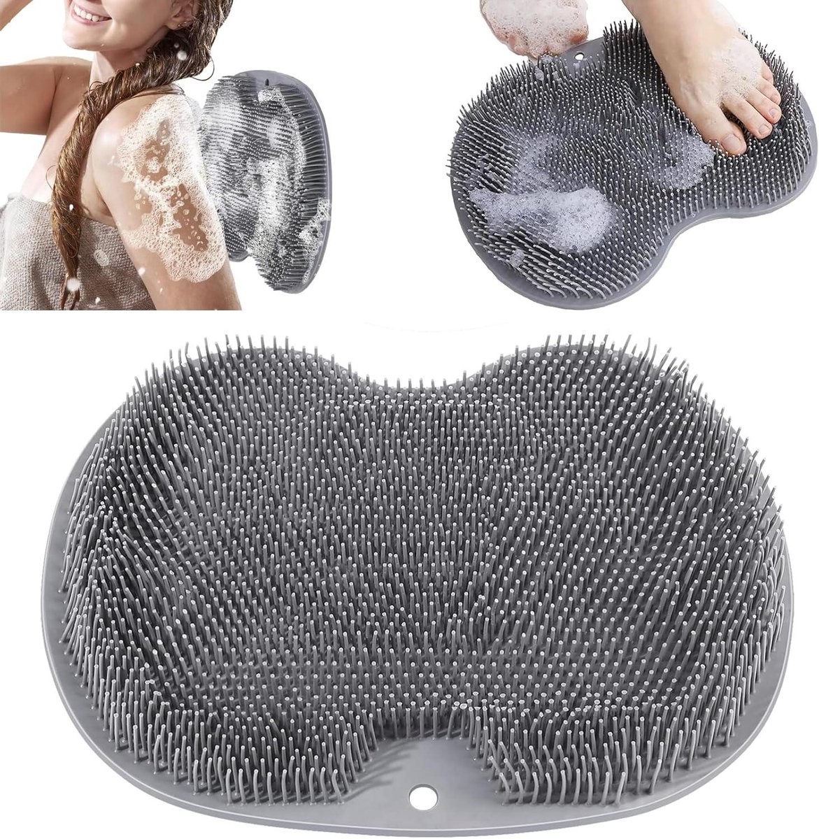 Douche Mat - Voet Borstel - Voet Verzorging - Anti-slip Zuignappen - N.v.t. - Grijs