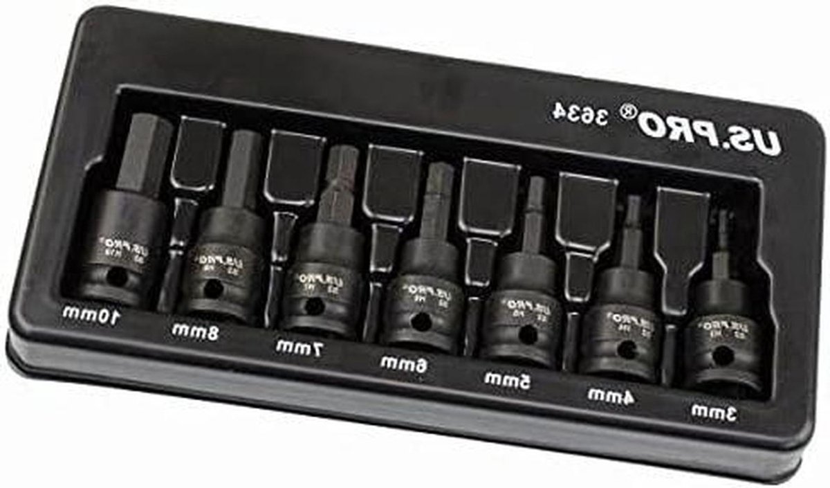 Impact Bit Dop Set - Dopsleutel Set Inbussleutel Set - Vastzetten Schroeven - Chroom-Vanadium Staal - 3mm - 10mm - Zilver