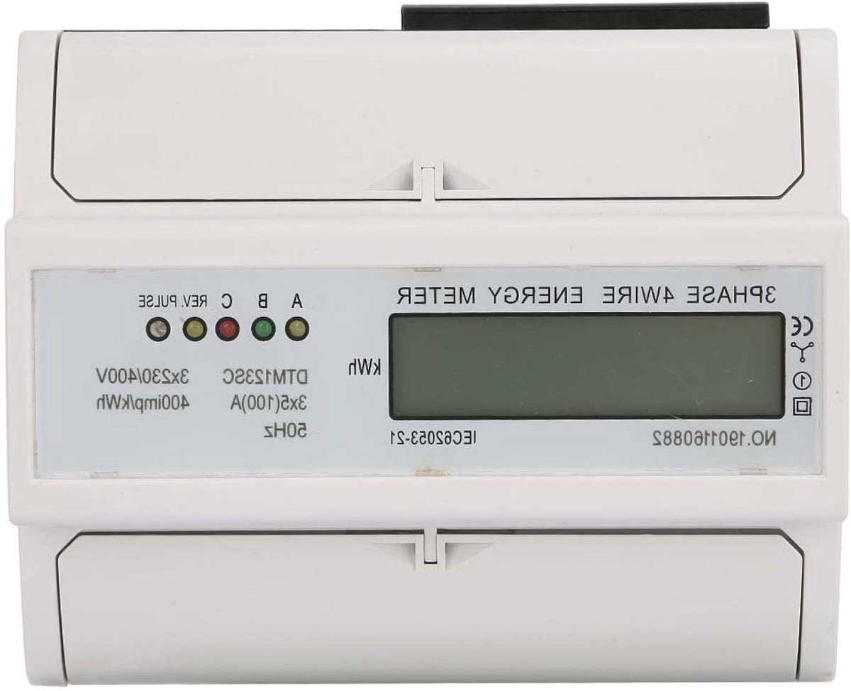 3-fasen KWh-meter - Energieteller Digitale meter - Energieverbruik meten - Twee verbindingsmodi - 5-100A - Grijs