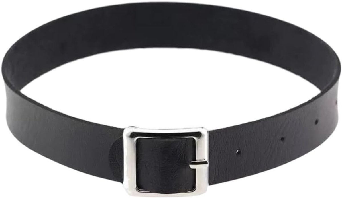 Retro Punk Leren Ketting met Ronde Hanger - Verstelbare Brede Gotische Kraag voor Vrouwen, Perfect voor Halloween en Rockoutfits