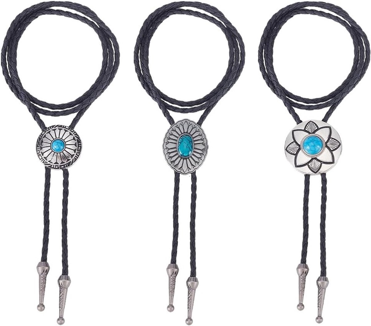 Stijlvolle Turquoise Bolo Tie voor Mannen en Vrouwen - PU Leer, Vintage Cowboy Design, Perfect voor Feestelijke Kostuums en Accessoires