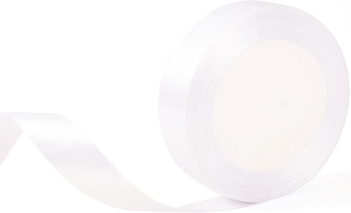 Witte Cadeau Inpaklint van 20mm Breed - 22m voor Kerst, Bruiloften, Bloemstukken en Knutselen