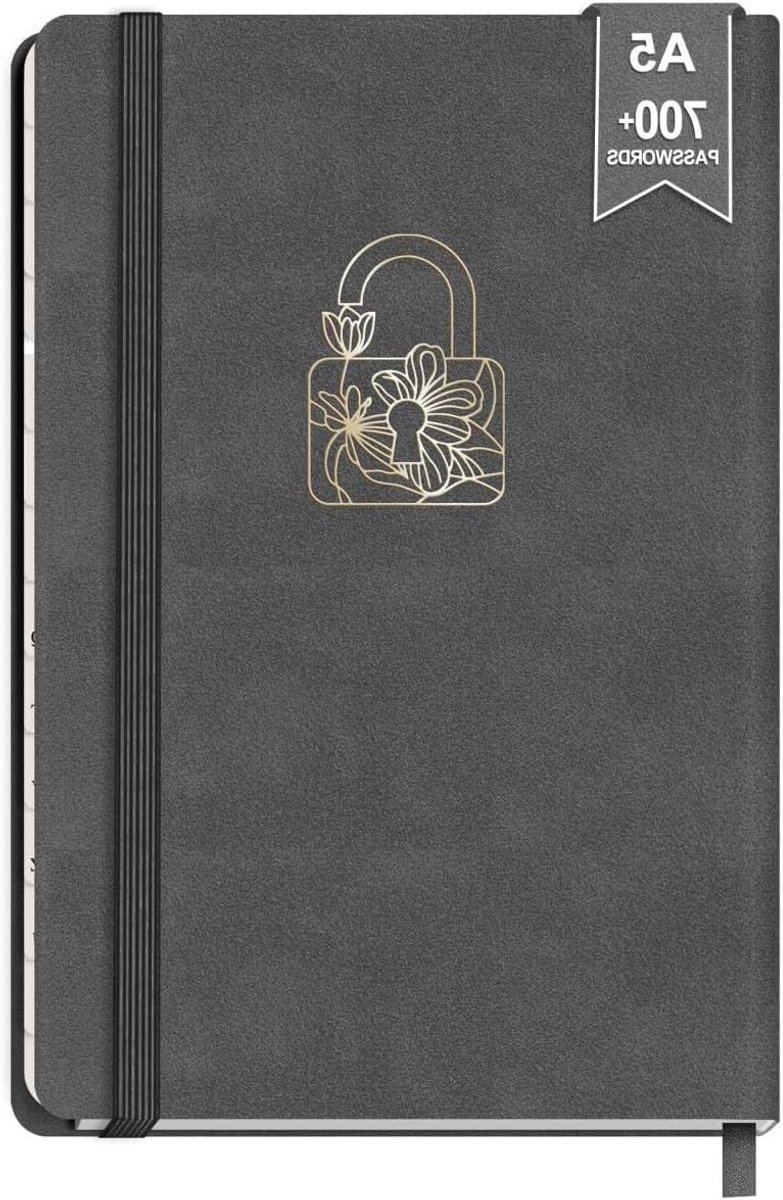 Notitieboek met groot lotuspatroon in donkergrijs voor het organiseren van gegevens en ideeën