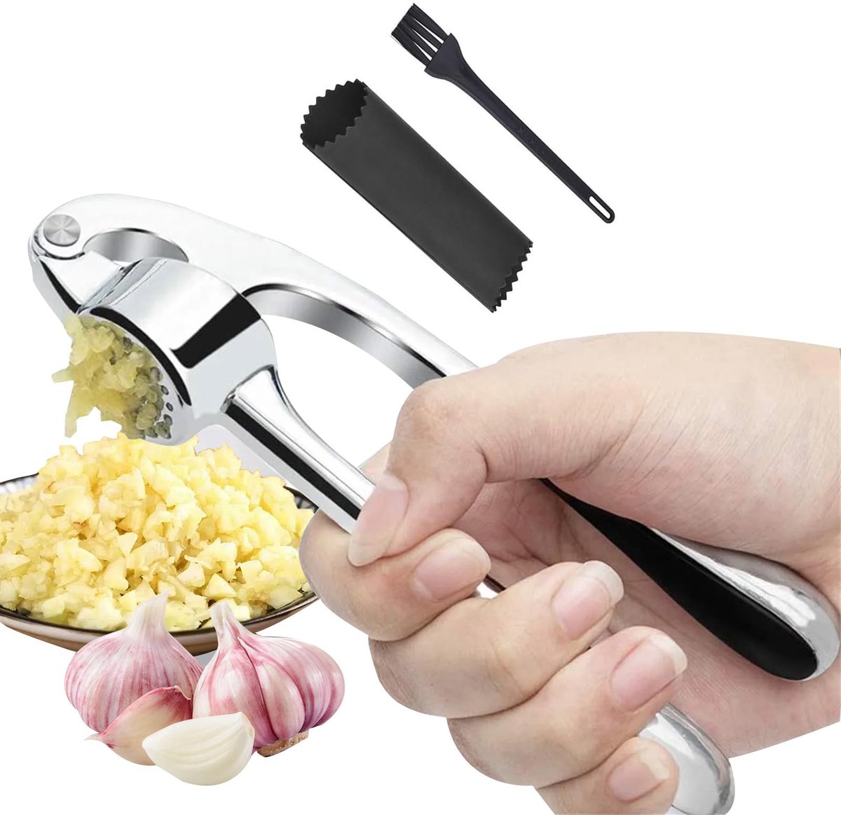 Allecto - Premium Knoflookpersset - Roestbestendig - Vaatwasserbestendig - Roestvrij staal - Ideaal voor keukenliefhebbers - Perfect voor knoflookt...