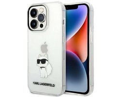 Karl Lagerfeld Ikonik Choupette Serie - Transparant iPhone 14 Pro Max Hoesje - Hardcase - Luxe Design