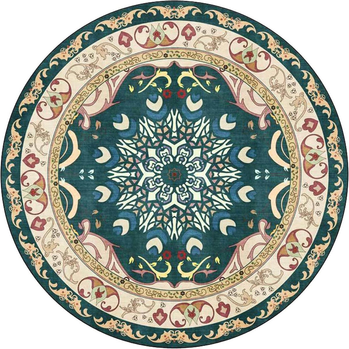 Ronde Vloerkleed - Laagpolig Kleed - Binnenkamer Decoratie - Antislip Onderkant - Ø155cm -
