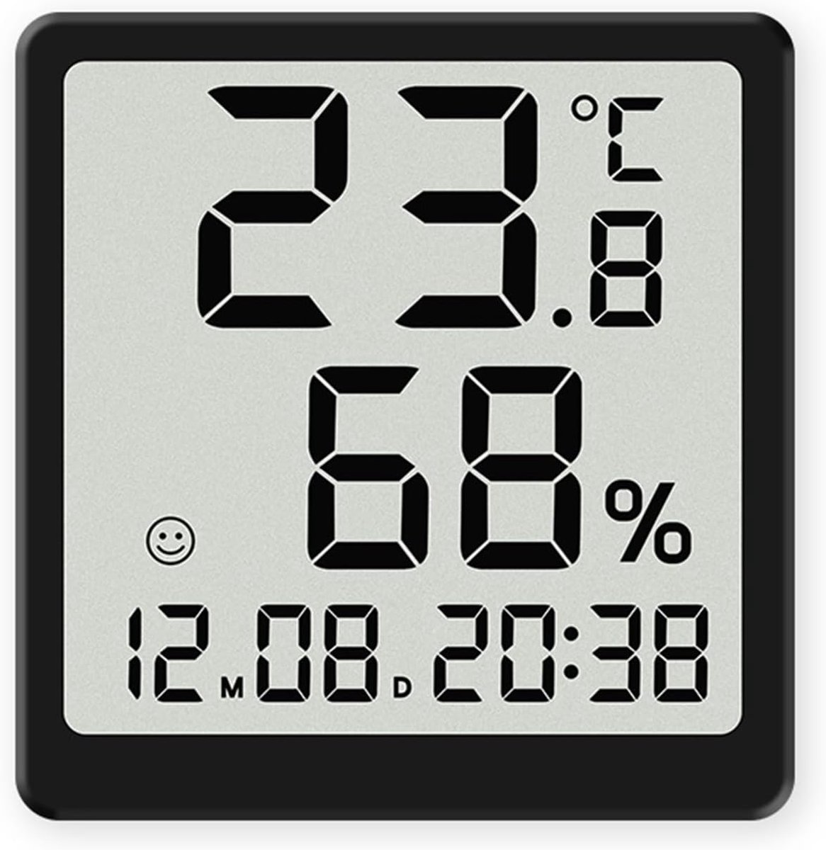 carmdering - Digitale Wekker - Digitale Klok - Thermohygrometer - Magnetisch Ontwerp - LCD Scherm - ABS Kunststof - 12/24 Uur Schakelaar - Ideaal Voor Thuis - 1 Stuk- zwart