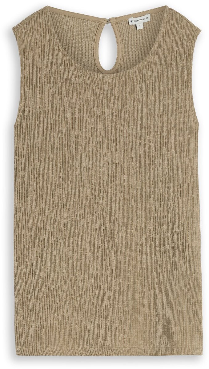 Tom Tailor - Crinkle top met zijsplitten - Maat L - olive white structure