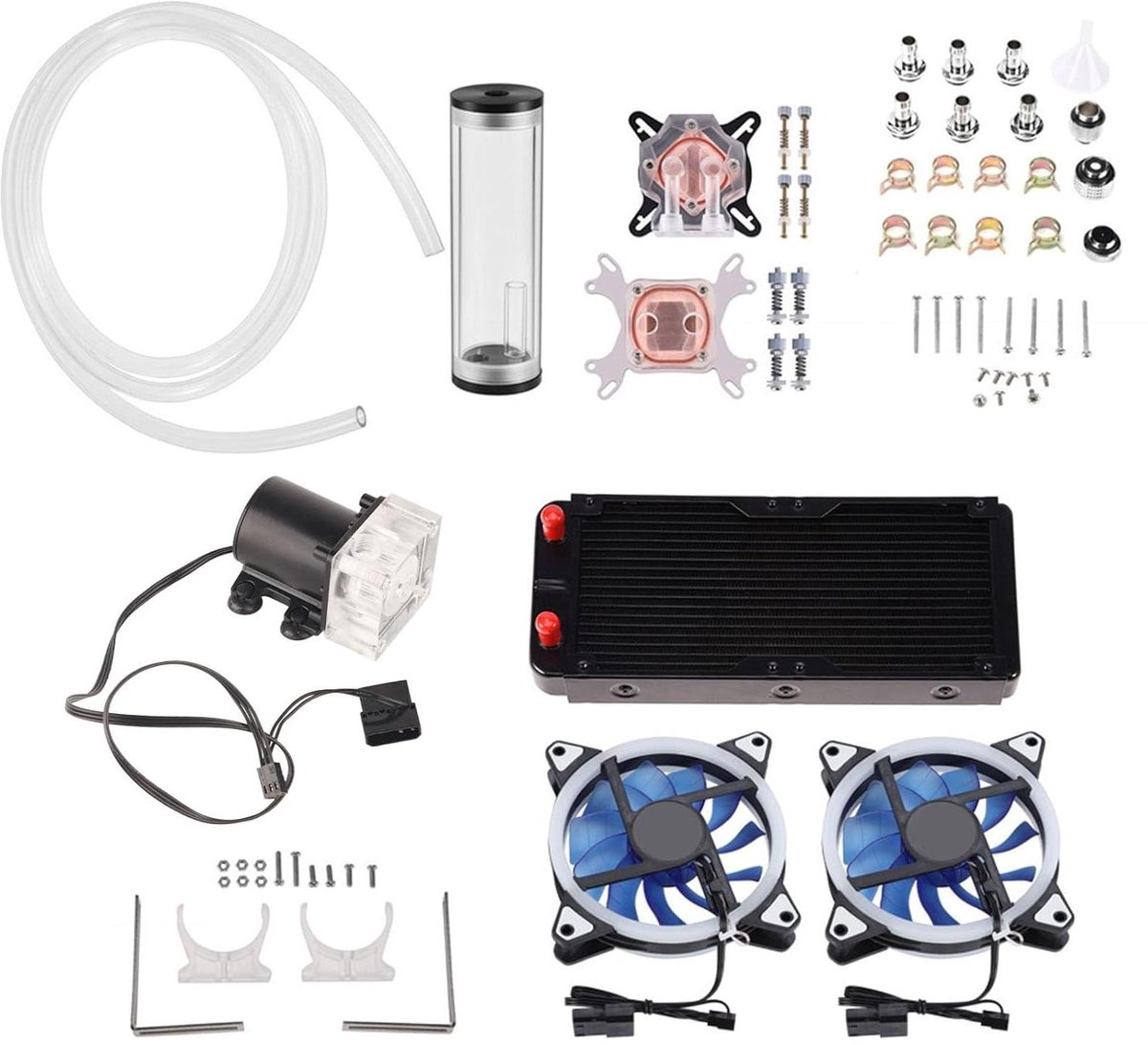 Computer Waterkoeling - CPU Koeler - Desktop Optimalisatie - Efficiënte Koperbasis - 240mm Radiator - Zwart