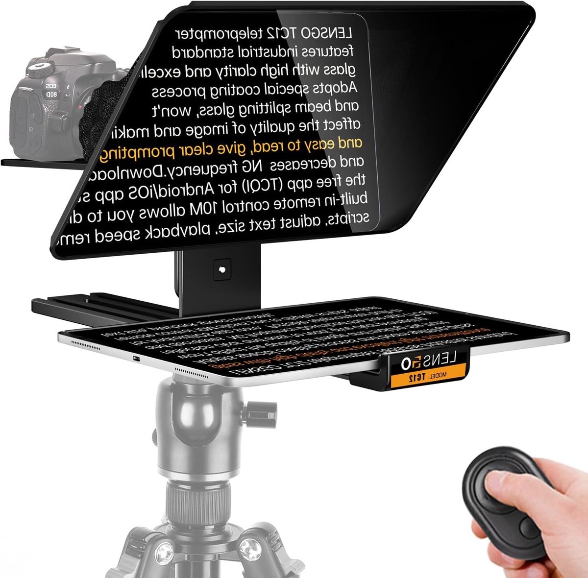 Professionele Teleprompter voor DSLR en Spiegelflexcamera's tot 12,9 inch | Ideaal voor Video-opnames, Vloggen en Live Streaming
