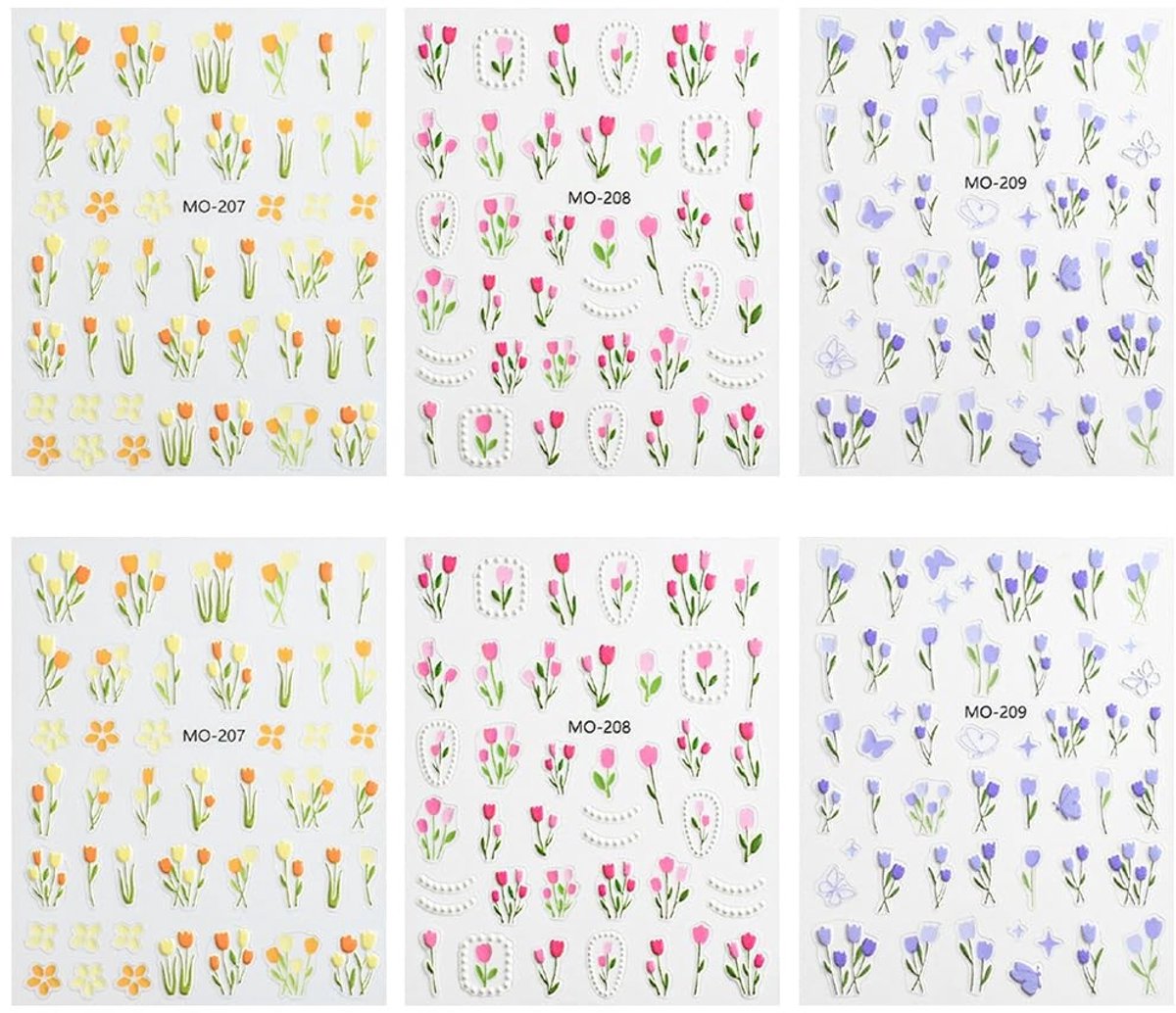 Allecto - 5D Tulpen Nagelstickers - Bloemige Nail Art Decals - Voor Vrouwen en Meisjes - Creatieve Nagelversiering - Ideaal voor Feestelijke Gelege...
