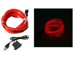 Allecto - Neon LED Strip - USB Aangedreven - Interieurverlichting - 3 Meter - Auto Accessoire - Flexibel en Energiezuinig - Geschikt voor Alle Auto...