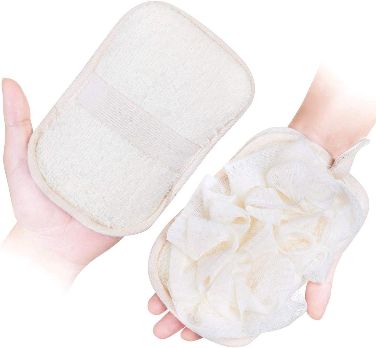 Badhandschoen - Loofah Spons - Huid Reinigen - 2-in-1 Ontwerp - 16 x 11 cm - Zwart
