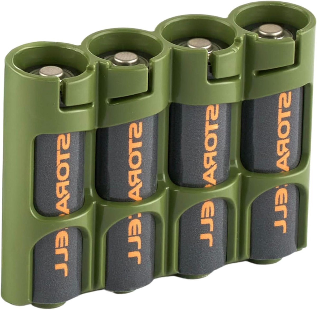 Batterij Caddy - Batterijhouder - Batterij Opslag - Compact Ontwerp - 4 AA - Militair Groen