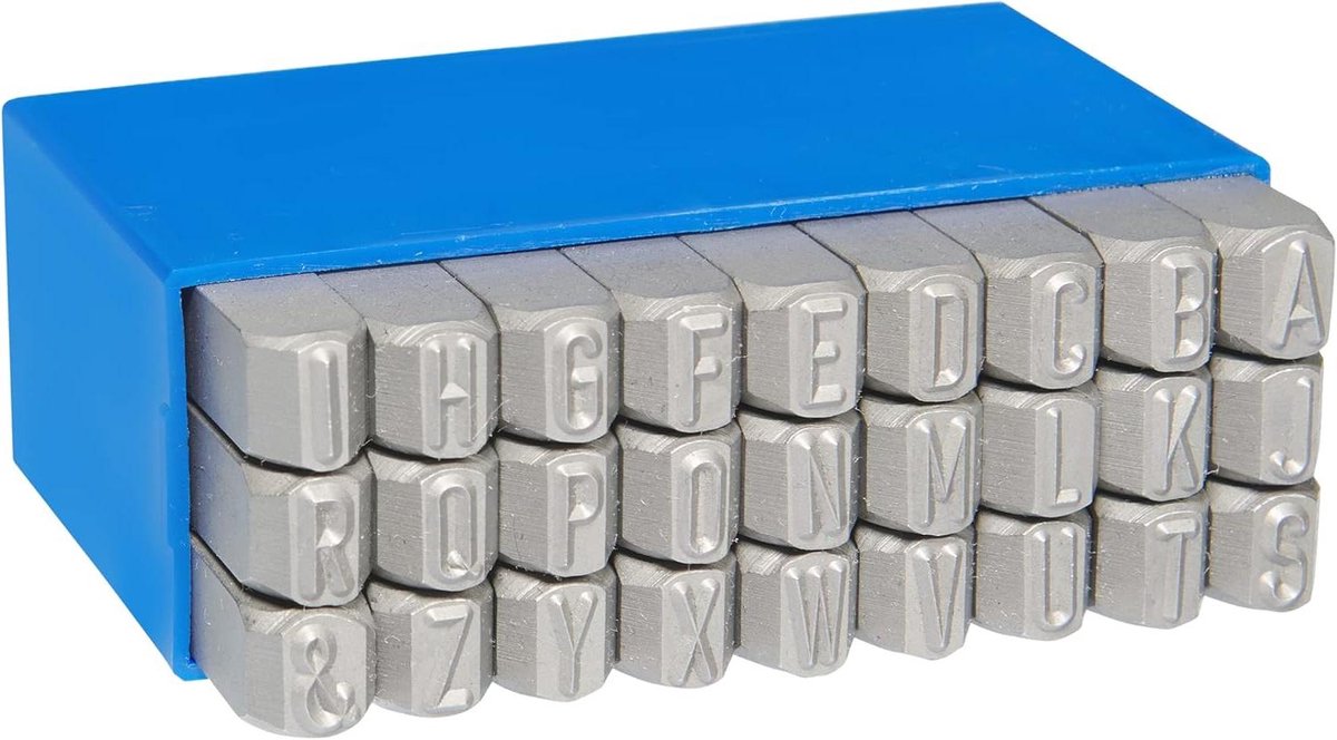Slagletterset Standaard - Inslagletters Reliëfstempel - Materiaal Markeren - Afdruk Leesbaar - 4 mm Letterhoogte - Metaal