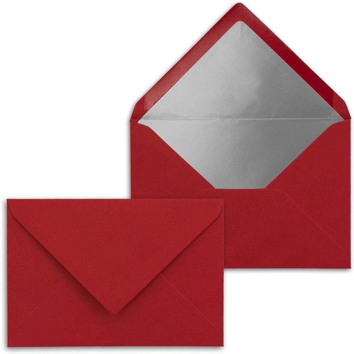 Donkerrode Enveloppen - Briefkaarten C6 - Uitnodigingen Versturen - Zilver Metallic Voering - 100 stuks - Donkerrood