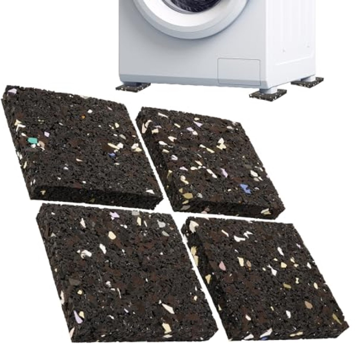 Trillingsdemper-pads voor Wasmachine en Droger - Set van 4 Antislipmatten 10x10x1,5 cm - Anti Vibratie Rubber Onderleggers - Gemaakt in Duitsland