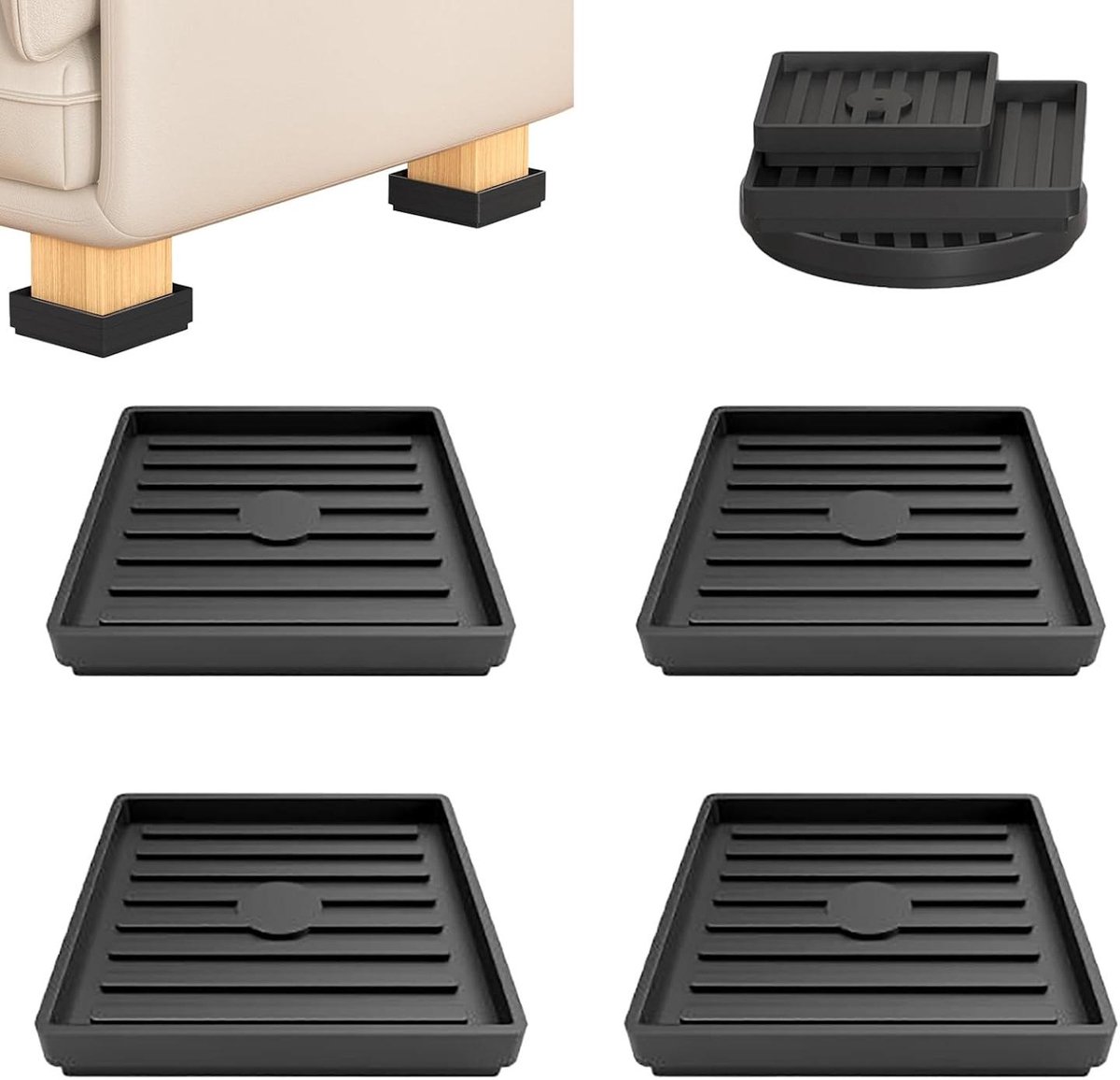 longziming -Meubel Pads - Anti Slip Matjes - Vloerbeschermers - Geluidsdemping - Krasbescherming - TPE Rubber - Geurloos En Duurzaam - Universeel Toepasbaar - 4 Stuks