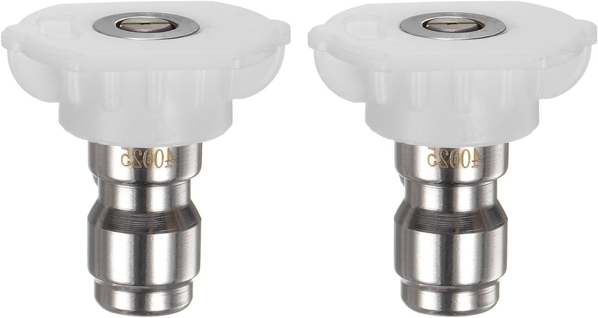2-Pack Hogedrukspuit Spray Tips met 40 Graden, RVS Spuitmond voor Effectief Reinigen en Verwijderen van Vuil