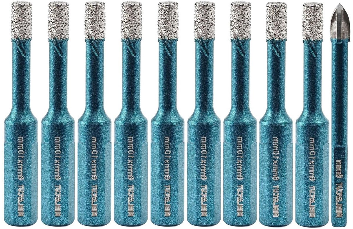 Diamant Boren Set - Tegel Zaag Kit - Keramiek Boren - Met Koelwas - 10 stuks - Grijs