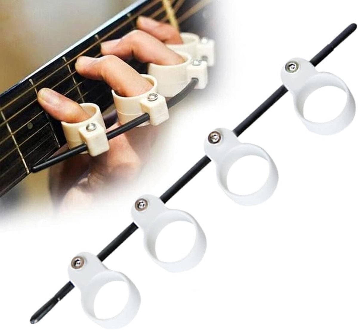 VT Goods - Uitbreidingshulzen voor gitaarvingers - Vingertrainer voor beginners - Verstelbare vingerstretcher - Wit - Oefenaccessoires voor gitaar -..