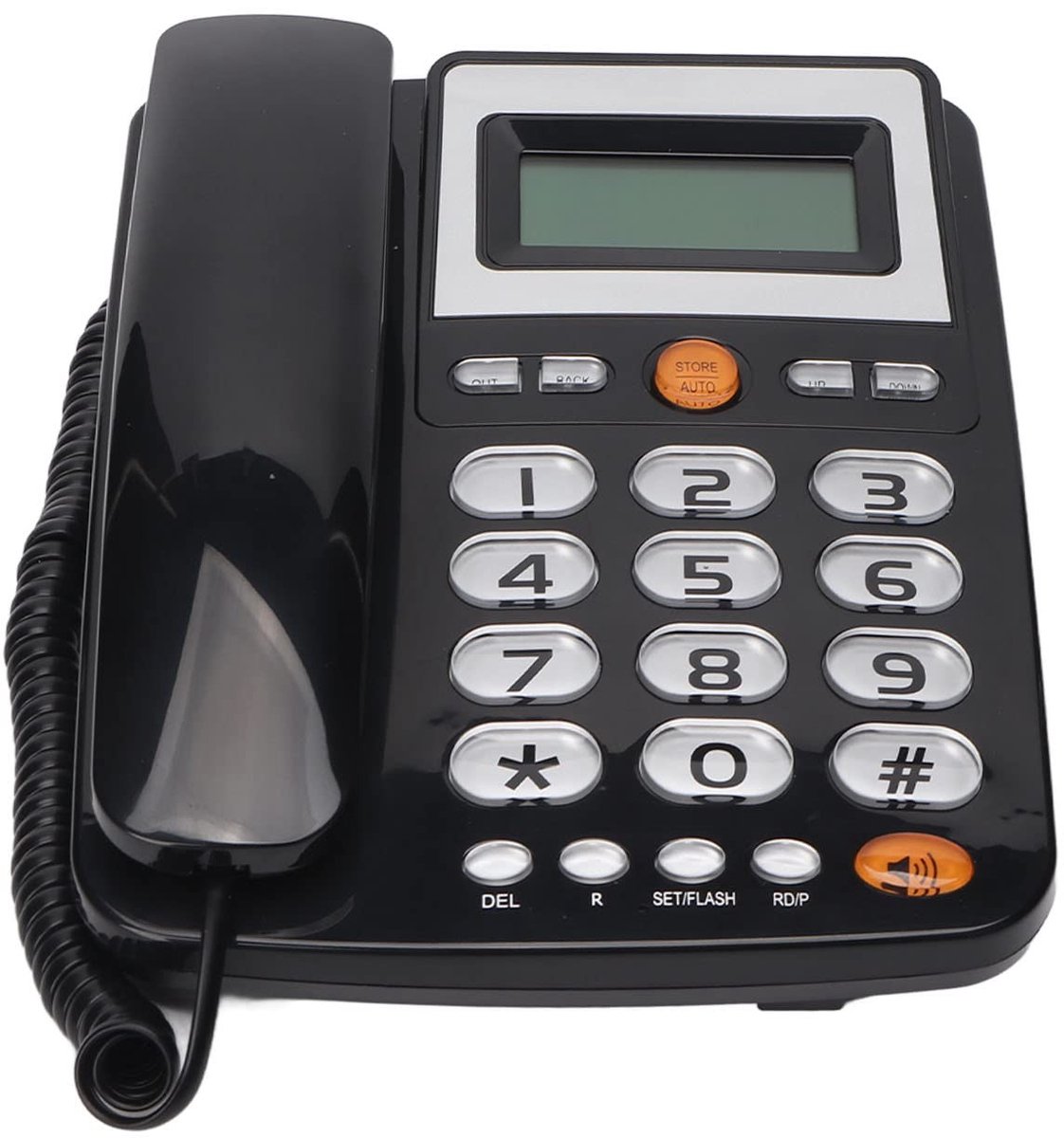 Golden crown - Vaste Telefoon - Grote Knop - Duurzaam Materiaal - Zwart - Bliksembestendig - Geschikt voor Thuis en Kantoor - Model met LCD Scherm