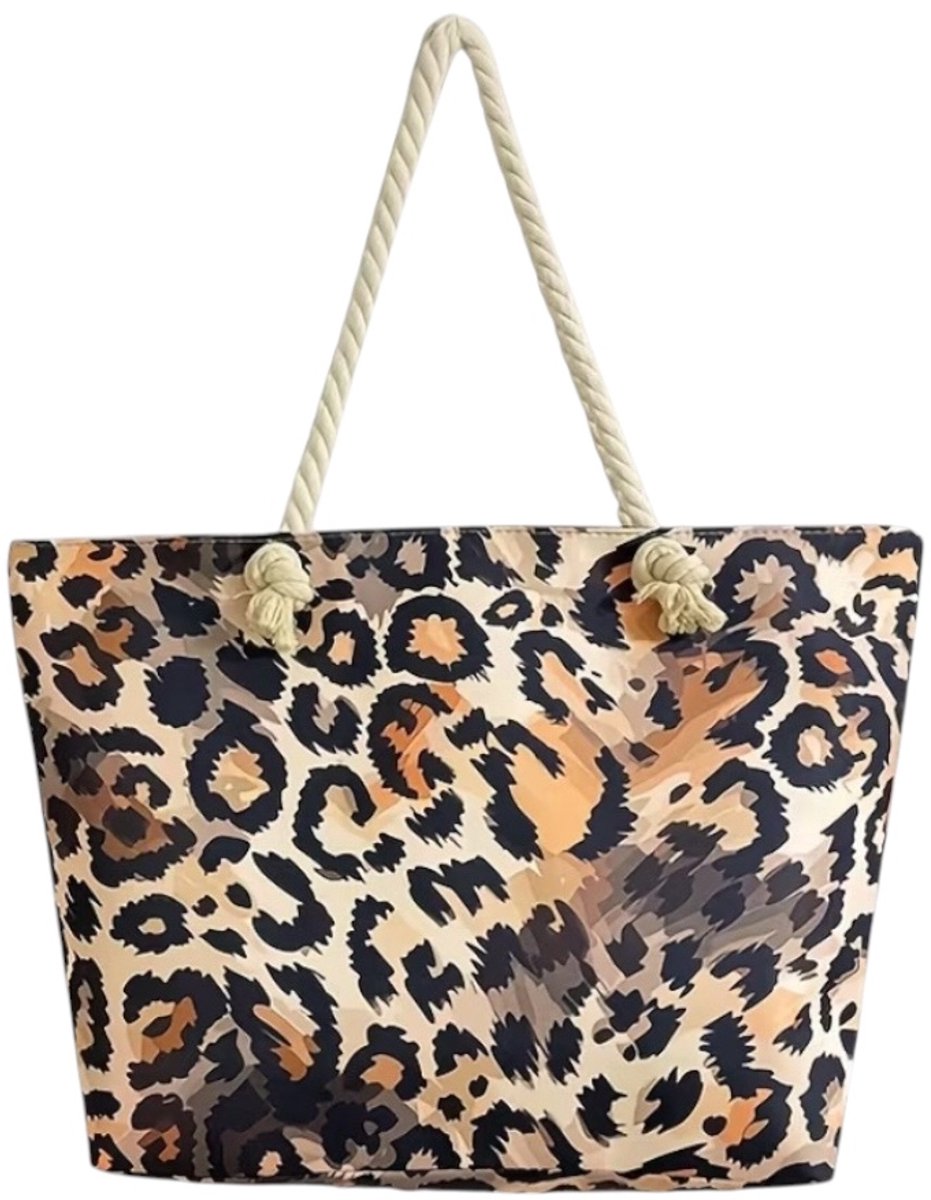 Twenty Two Grote strandtas voor dames | grote capaciteit met ritssluiting | Tote Bag | veelzijdig tas | strandtas, schoudertas, bigshopper, weekendtas | grote strandtas |36x15x37cm| Tijgerprint
