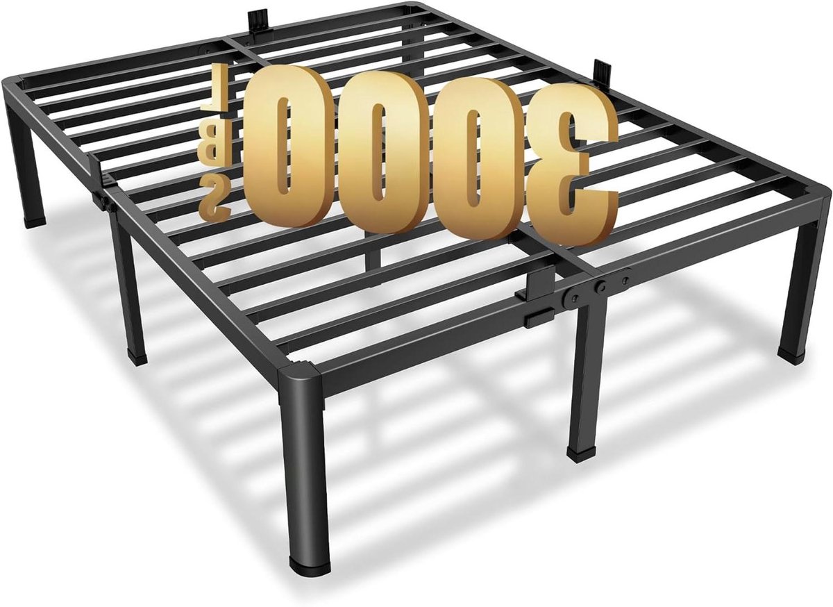 Platformbedframe - Kingsize bedframe - Ruimte besparen - Met opbergruimte - 14 inch - Zwart