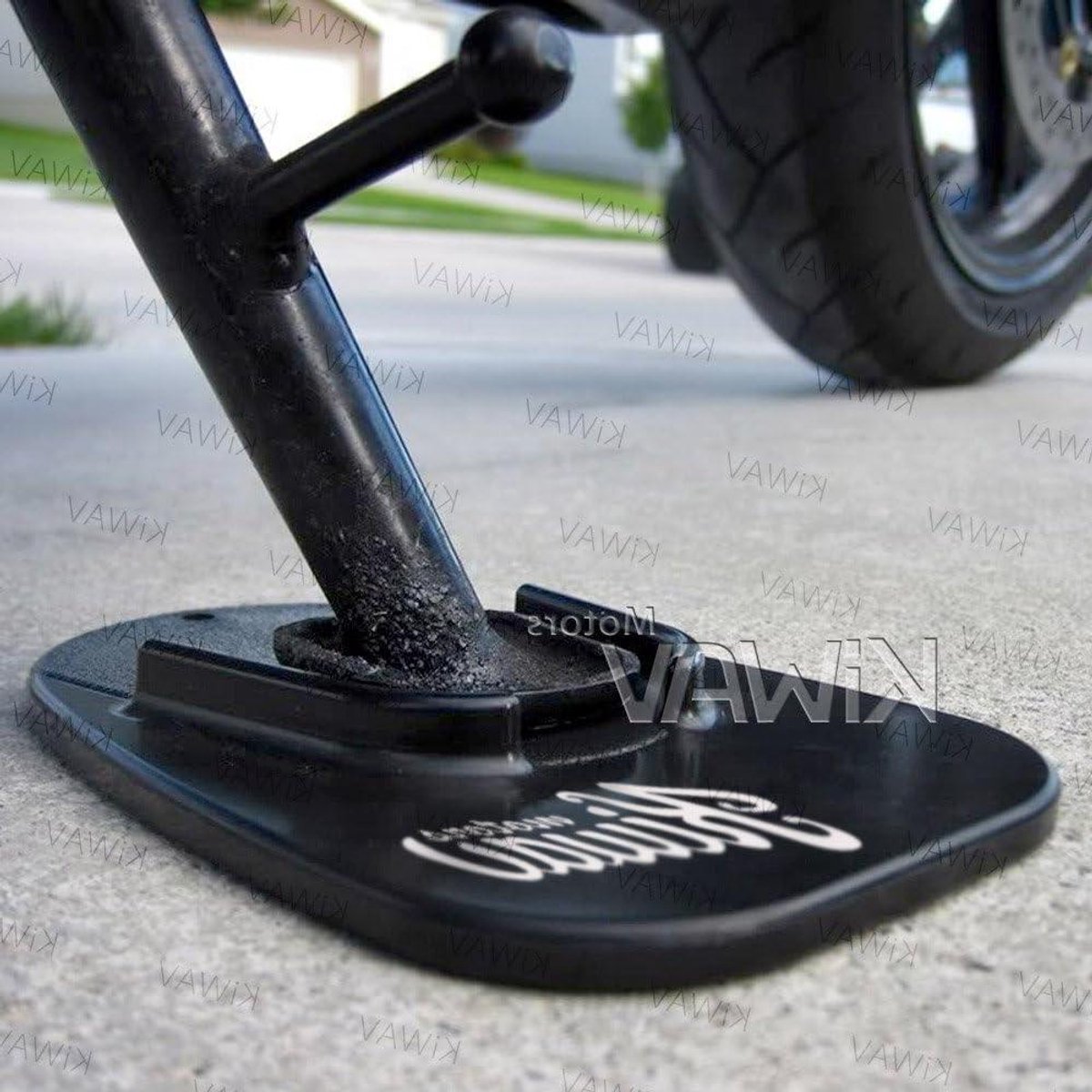 Motorfiets Kickstand Pad - Parkeerhulp - Zachte Grond Parkeren - Voorkomt Zinken - 12.7 x 7.6 cm - Zwart