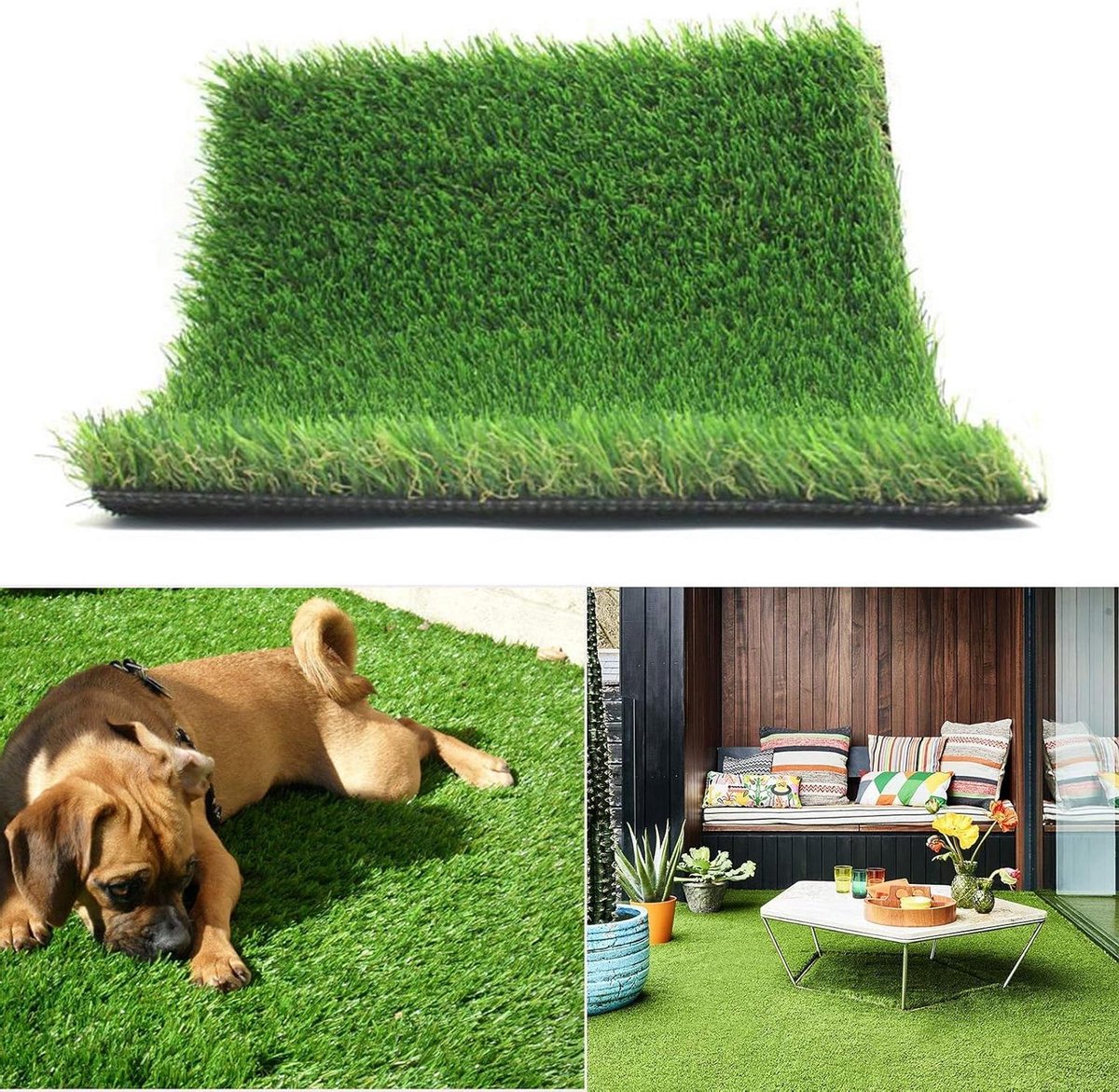 Kunstgras Tapijt - Nep Gazon - Tuin Decoratie - Hoge Dichtheid - 4x6 FT - Groen