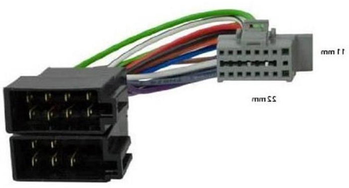 Radio Kabel Adapter - ISO Stekker - Autoradio Aansluiten - 16 Pin Connector - 22 x 11 mm - Zwart