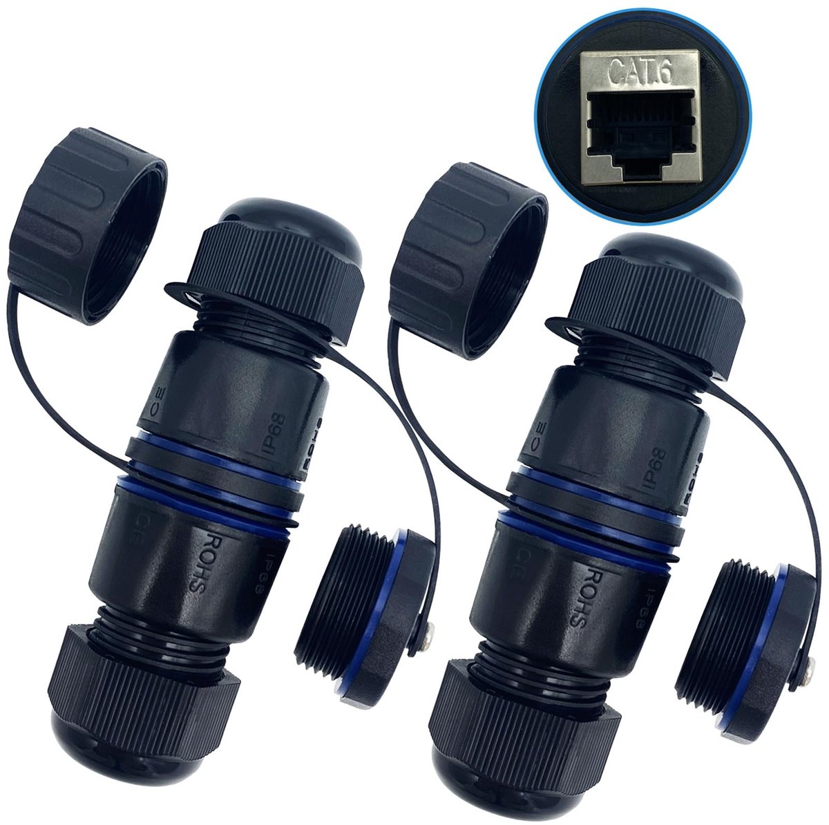 Store_9 - Waterdichte RJ45 Connector - Afgeschermde Netwerkextender - Hoogwaardige siliconen ring - 2 Stuks - Geschikt voor CAT.6/CAT.5E - Ideaal v...